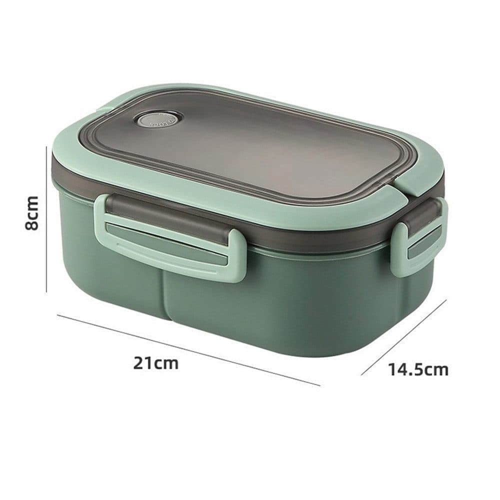 Children and Adults Lunch Box with Compartments, 14.5x21x8 cm, Green, Practical and Reusable - Image 2