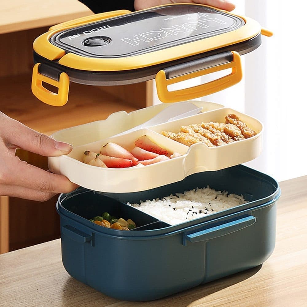 Children and Adults Lunch Box with Compartments, 14.5x21x8 cm, Green, Practical and Reusable - Image 3