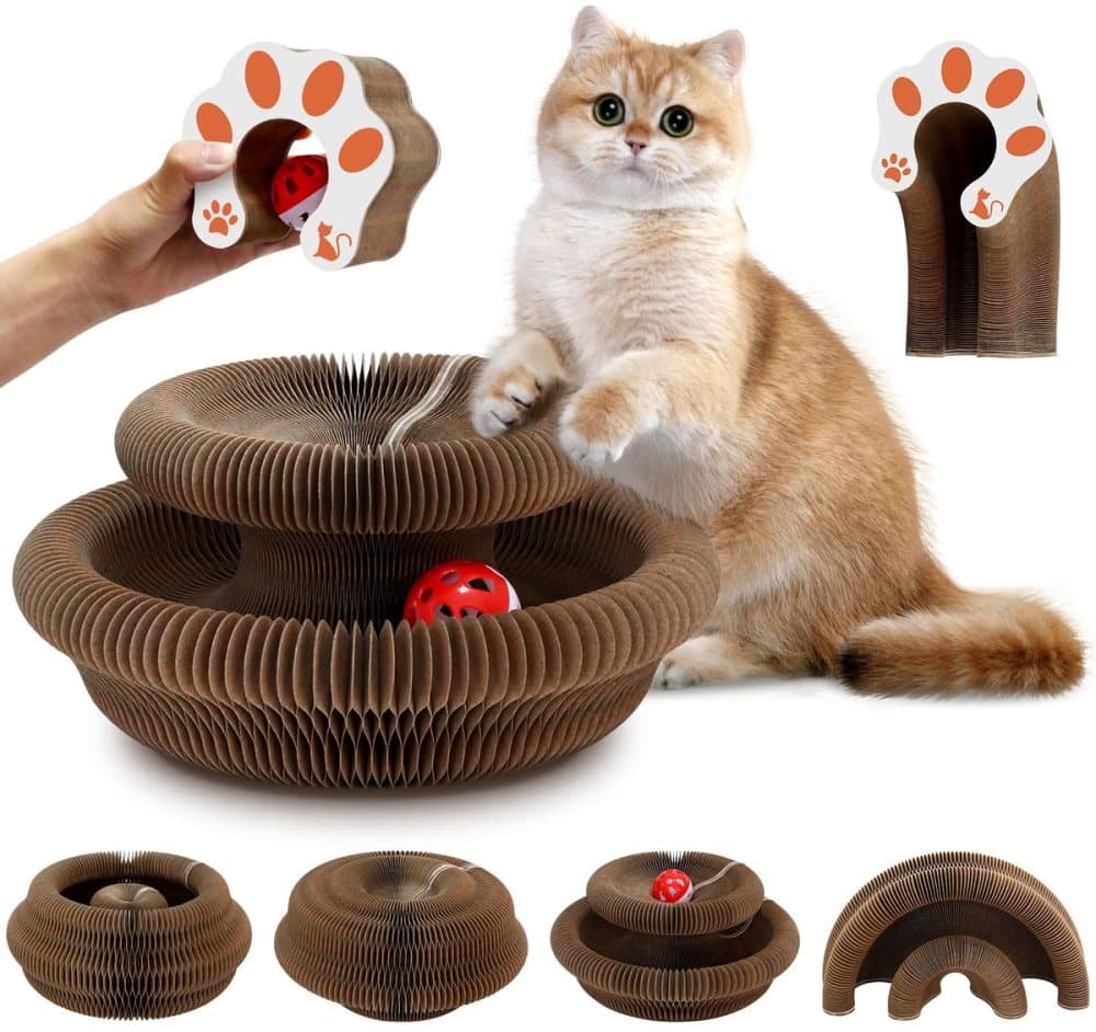 2-in-1 Cat Scratching Mat with Ball and Bell, Interactive Cat Toy, Magnetic Design, Compatible with All Cats, 40x30cm - Image 1