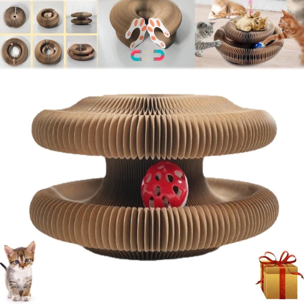 2-in-1 Cat Scratching Mat with Ball and Bell, Interactive Cat Toy, Magnetic Design, Compatible with All Cats, 40x30cm - Image 2