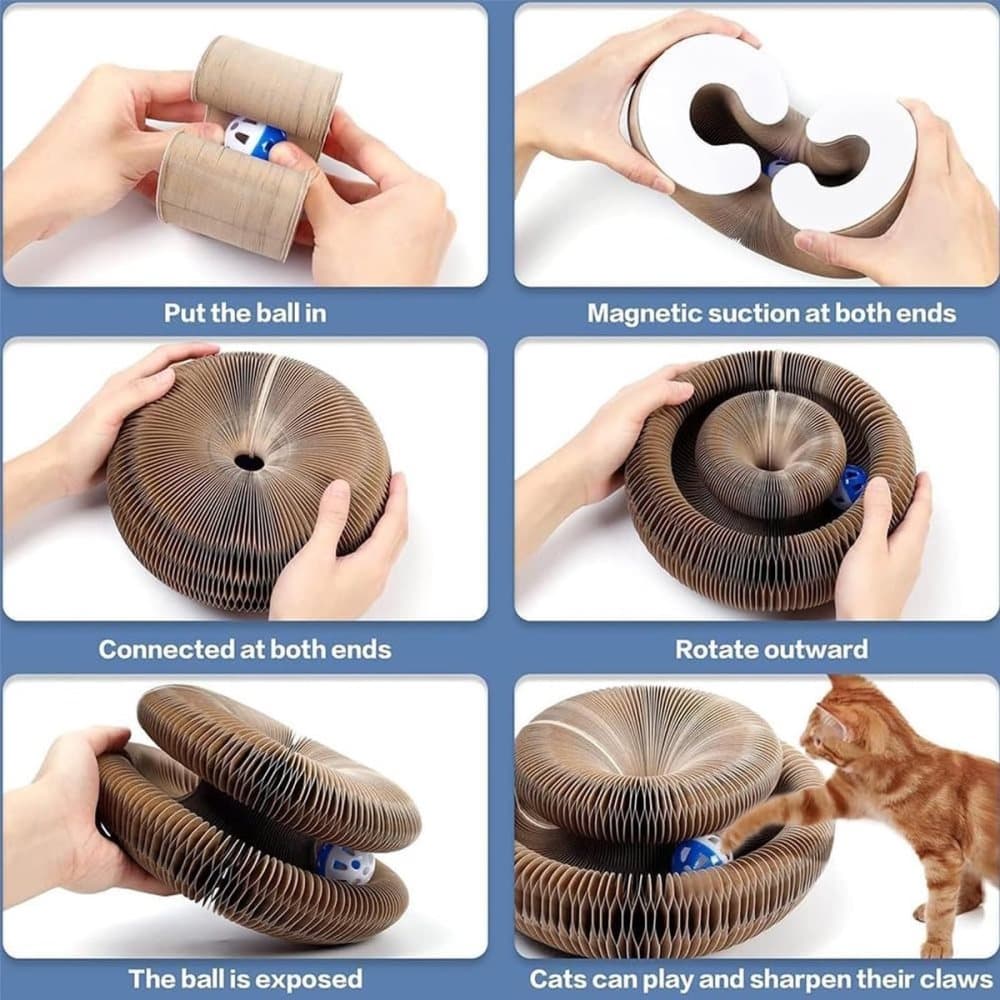2-in-1 Cat Scratching Mat with Ball and Bell, Interactive Cat Toy, Magnetic Design, Compatible with All Cats, 40x30cm - Image 8