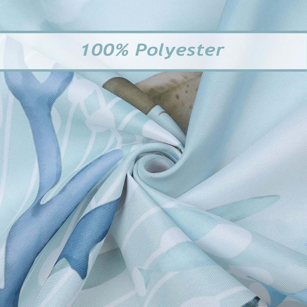 Waterproof Polyester Shower Curtain with Sea Turtle and Dolphin Motif, Mildew Resistant, Light Blue, 180x200 cm - Image 4
