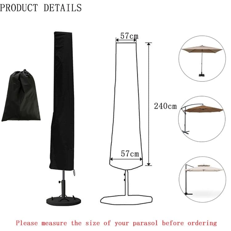 Waterproof Dustproof UV-Protected Parasol Cover, 240x57x57cm - Image 2