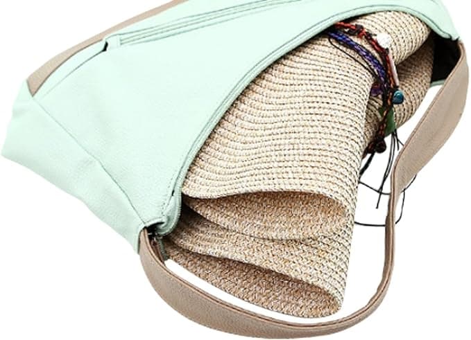 Foldable Straw Hat for Women UPF50+ Sun Protection Wide Brim, Pink, One Size - Image 3