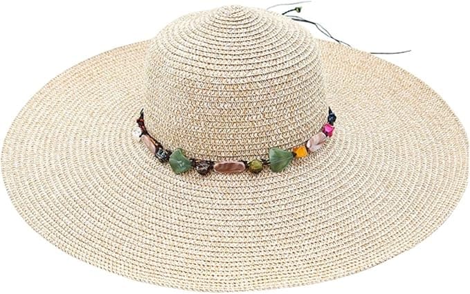 Foldable Straw Hat for Women UPF50+ Sun Protection Wide Brim, Blue, One Size - Image 6