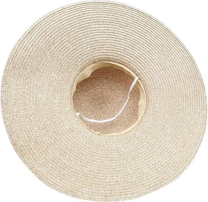 Foldable Straw Hat for Women UPF50+ Sun Protection Wide Brim, Blue, One Size - Image 7