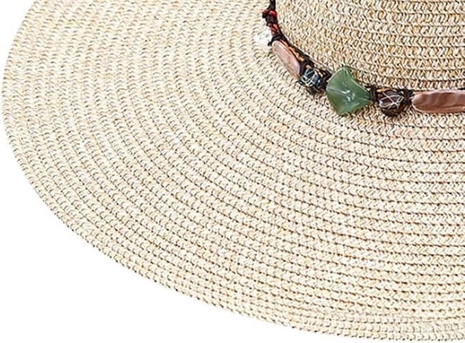 Foldable Straw Hat for Women UPF50+ Sun Protection Wide Brim, Blue, One Size - Image 8