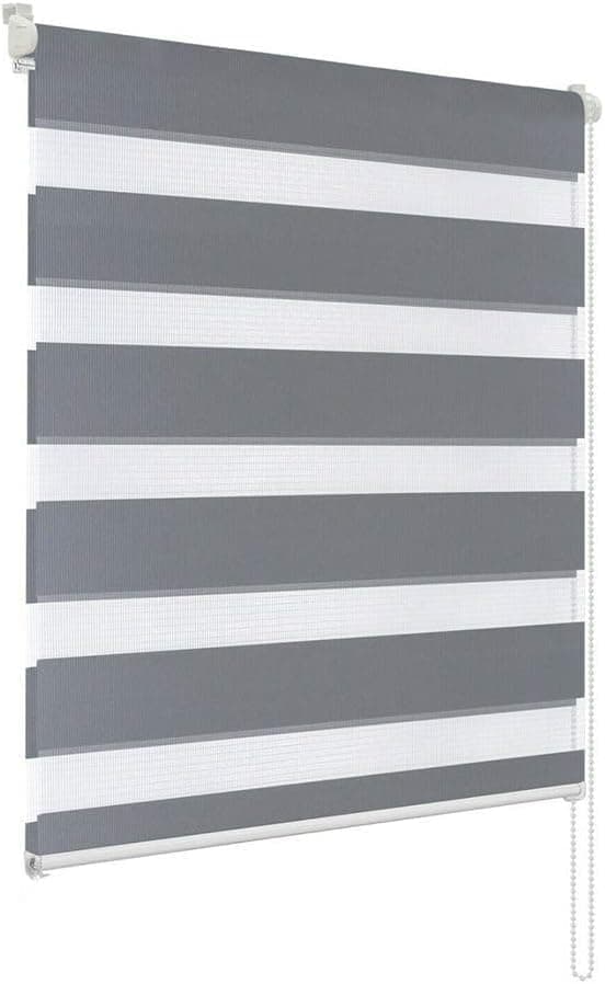 40×150CM Blackout Sun Protection Roller Blind, Blackout Zebra Blind Without Drilling, Gray - Image 5