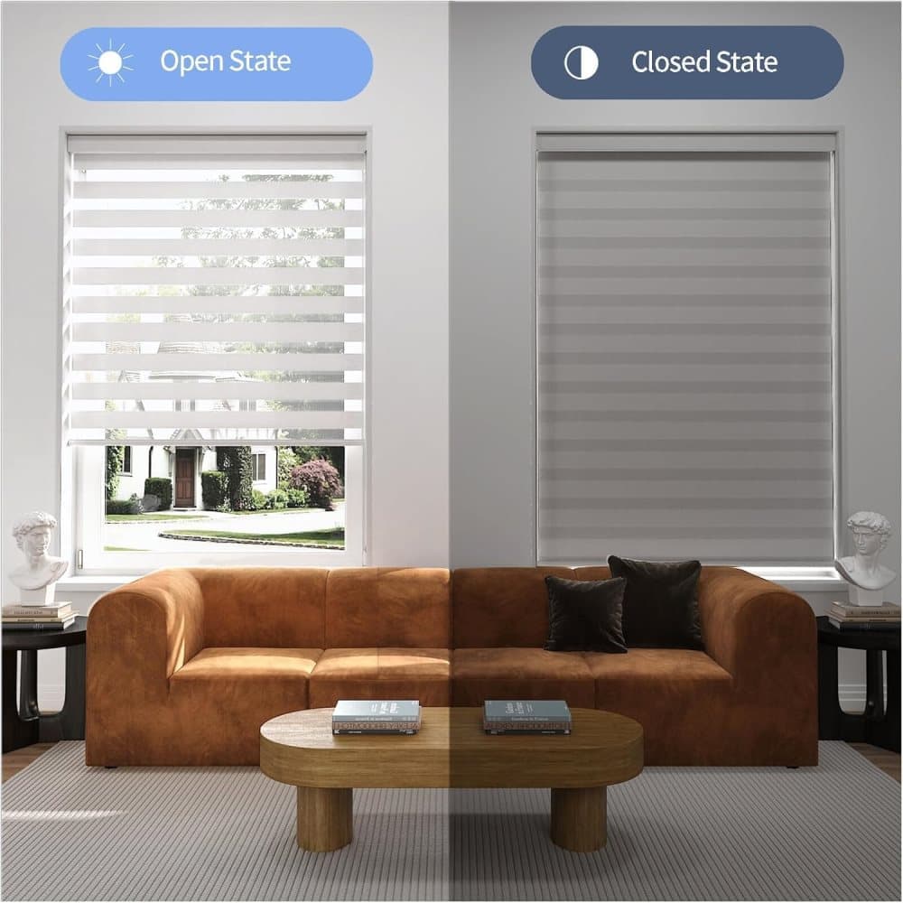 1 PC Zebra Blackout Roller Blind Sun Protection No Drill, 50×150CM, White - Image 2