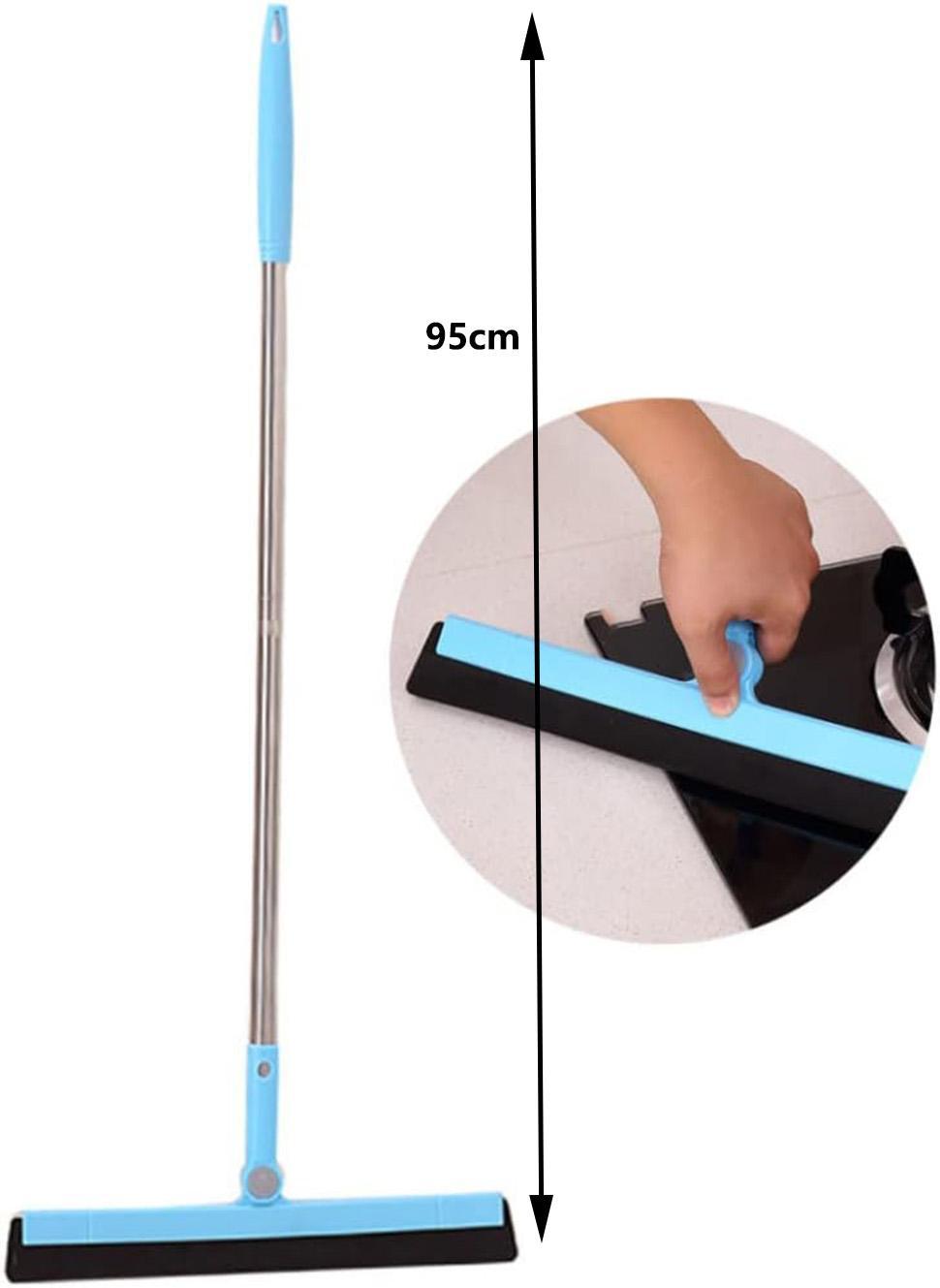 95 cm Water Scraper with Telescopic Handle, Rotatable for Wet and Dry Use, Compatible with Floors, Tiles, Windows and Showers, Blue - Image 2