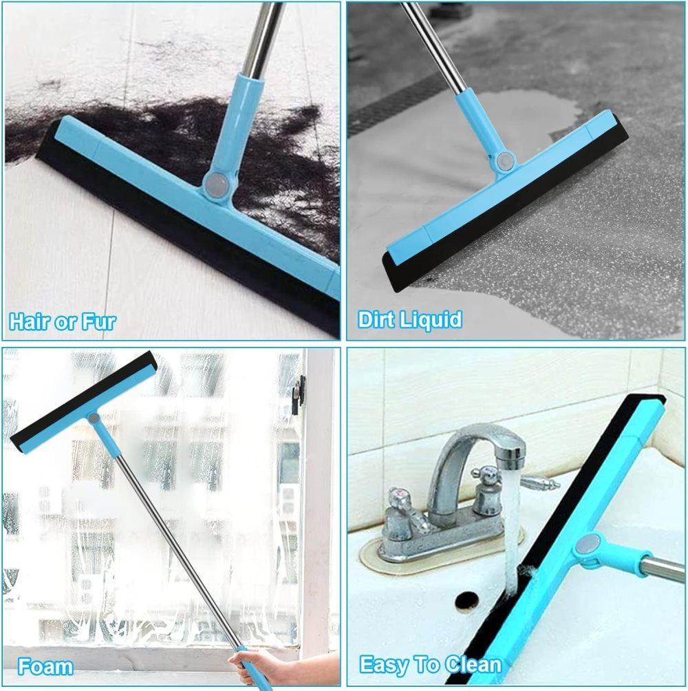 95 cm Water Scraper with Telescopic Handle, Rotatable for Wet and Dry Use, Compatible with Floors, Tiles, Windows and Showers, Blue - Image 6