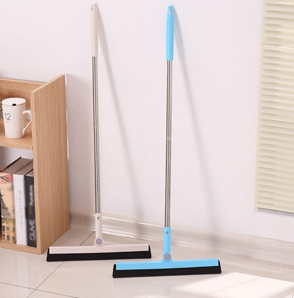 95 cm Floor Scraper with Telescopic Handle, Rotatable for Wet and Dry Use, Compatible with Floors Tiles Windows and Showers, Beige - Image 3