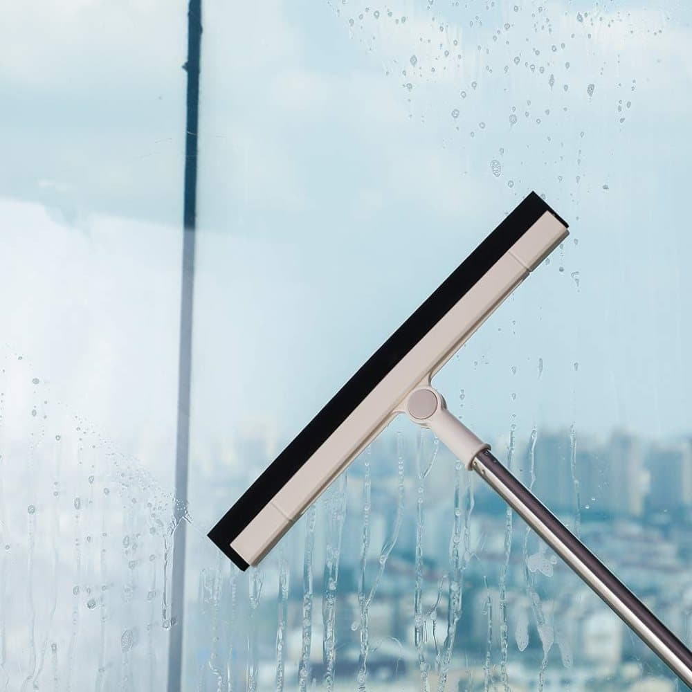 95 cm Floor Scraper with Telescopic Handle, Rotatable for Wet and Dry Use, Compatible with Floors Tiles Windows and Showers, Beige - Image 4