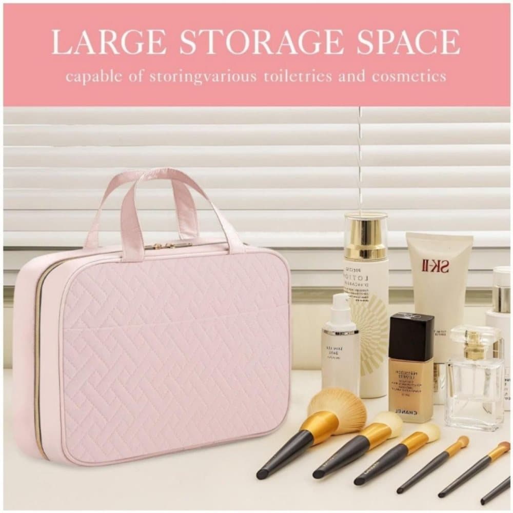 Waterproof Makeup Bag with Hanging Hook, Lightweight Toiletry Bag for Bathroom and Travel, Pink - Image 2