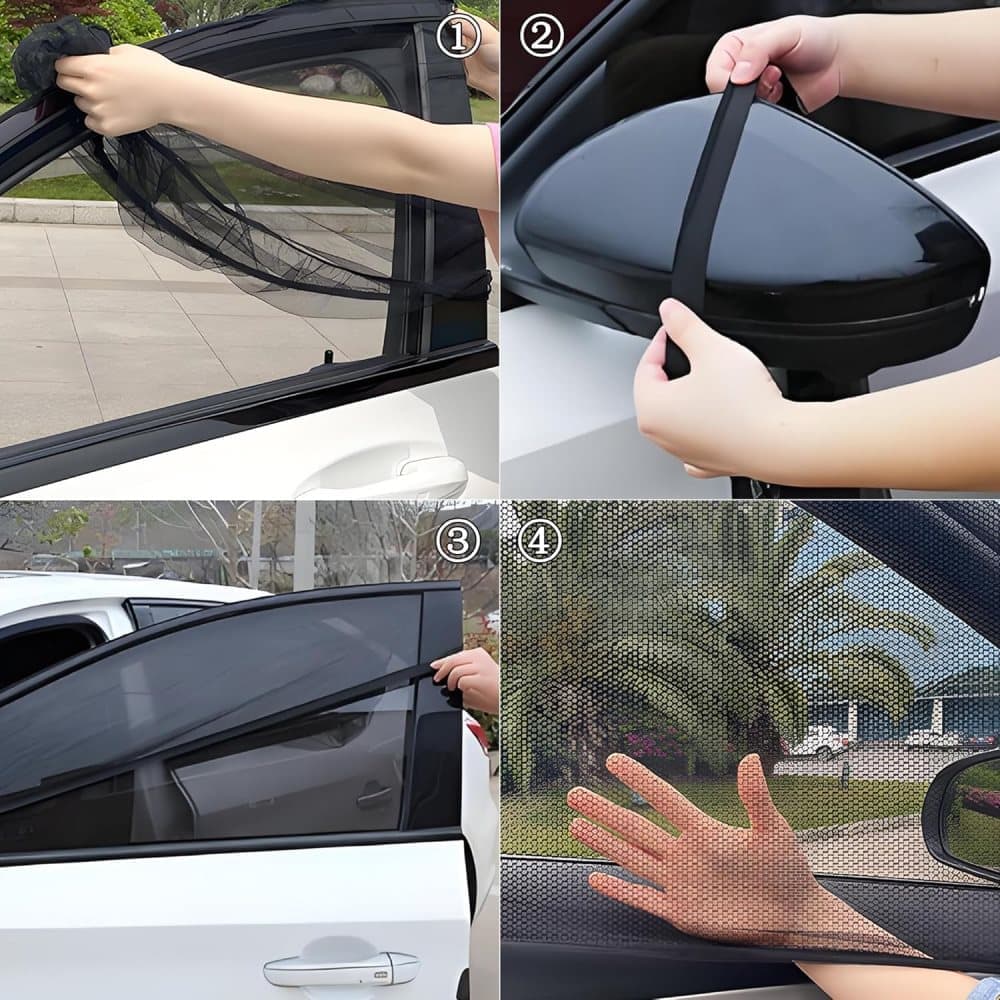 2-Pack Car Sunshade Mosquito Net, Compatible with Most Cars, Attached Over Door - Image 3