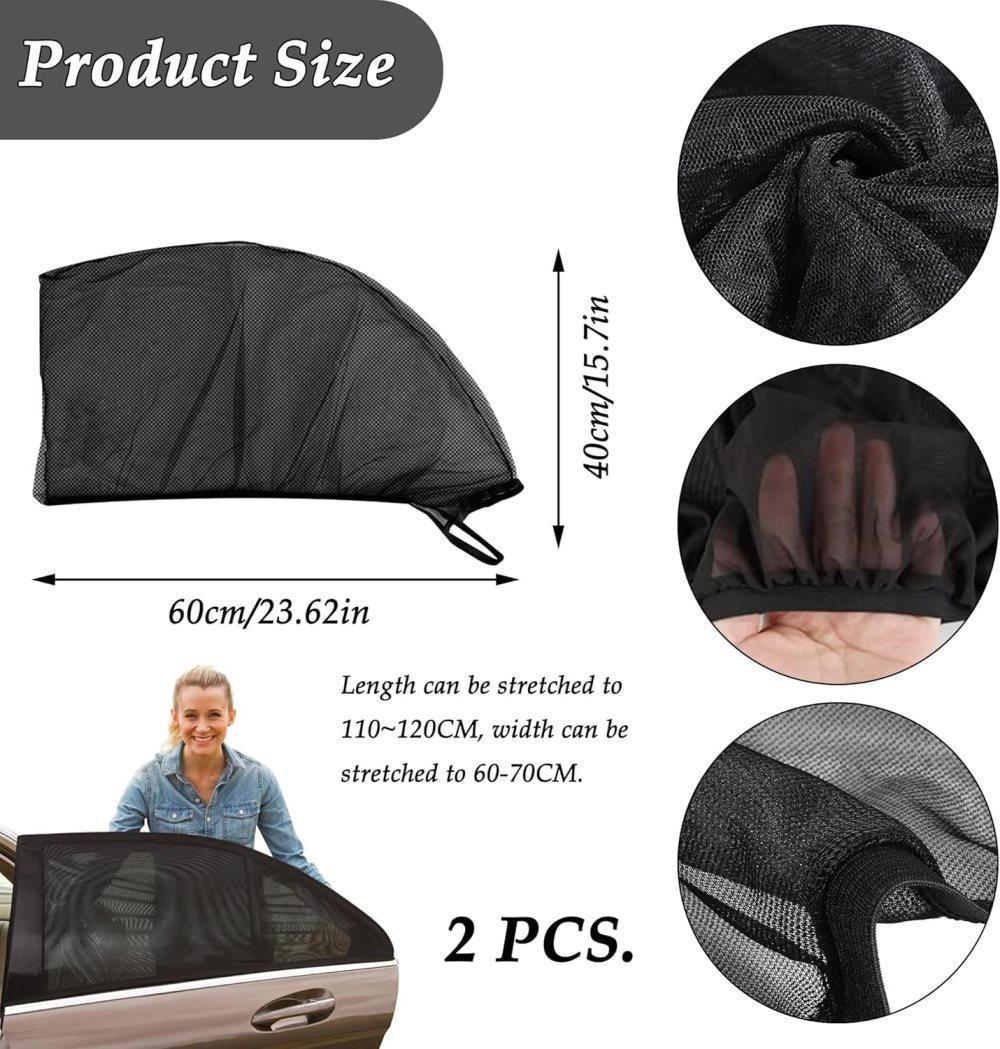 2-Pack Car Sunshade Mosquito Net, Compatible with Most Cars, Attached Over Door - Image 5