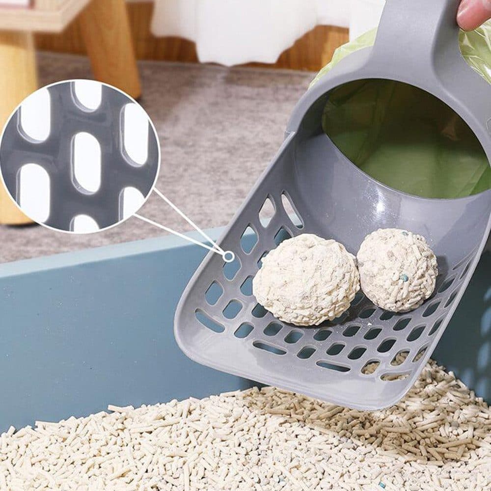 2-in-1 Litter Box Scoop with Holder and Waste Bags, Non-Slip Durable Pet Cleaning Tool - Image 4