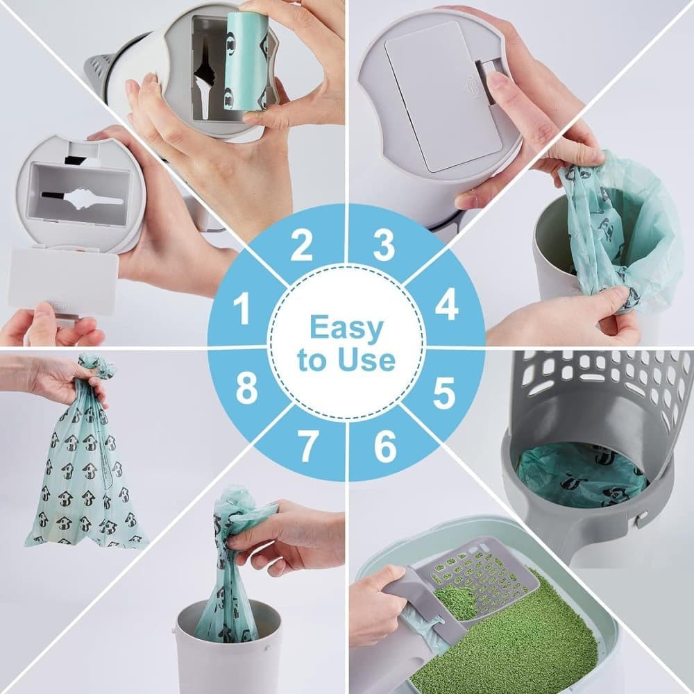 2-in-1 Litter Box Scoop with Holder and Waste Bags, Non-Slip Durable Pet Cleaning Tool - Image 6