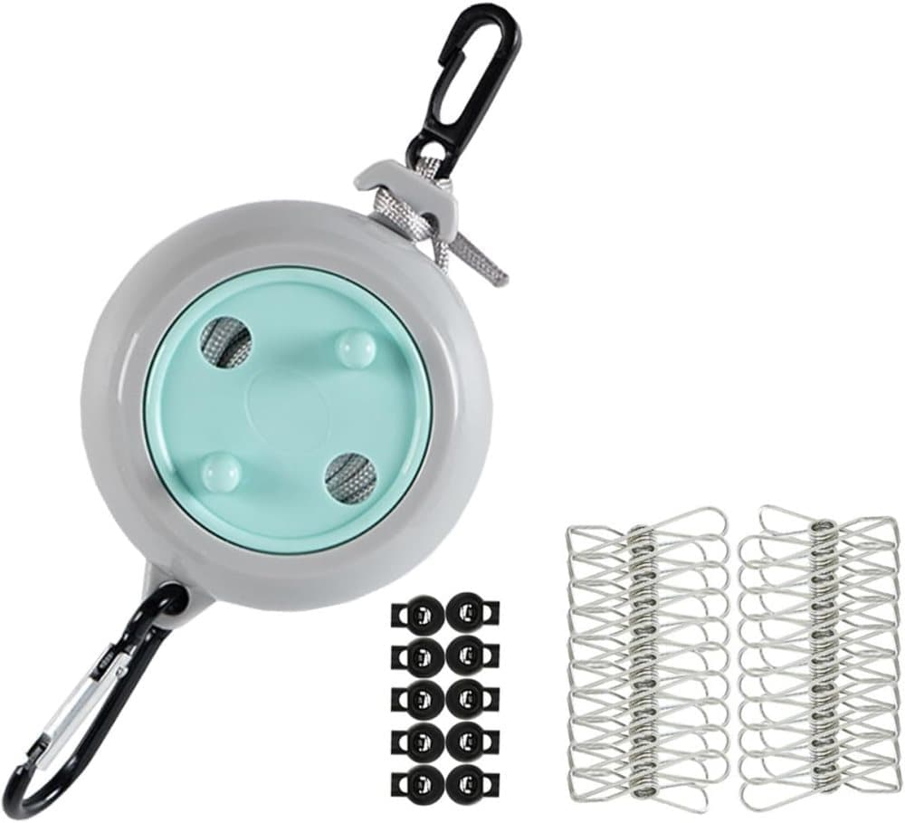 10m Portable Retractable Clothesline, Blue, for Indoors and Outdoors, Travel, Camping, Hotels, Gardens - Image 1
