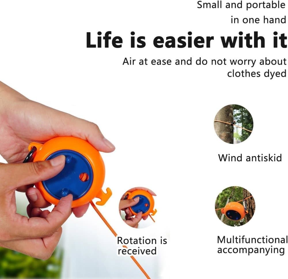 10m Portable Retractable Clothesline, Blue, for Indoors and Outdoors, Travel, Camping, Hotels, Gardens - Image 4