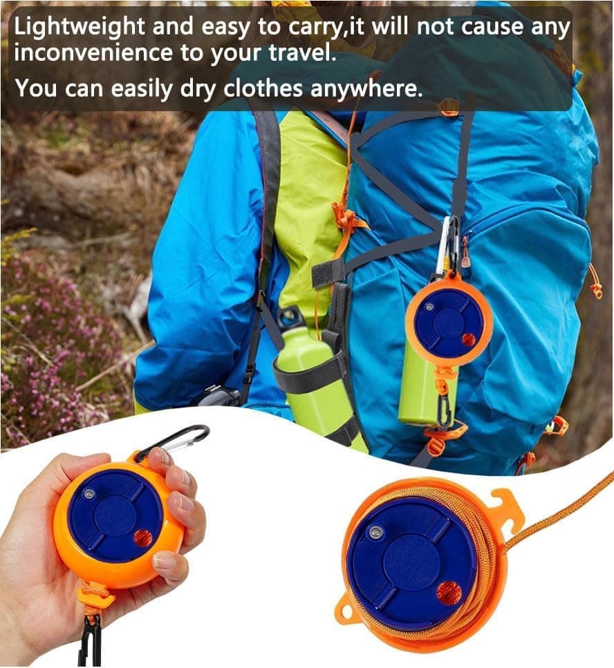 10m Retractable Clothesline Portable for Indoors Outdoors Travel Camping Hotels Gardens, 10m Orange - Image 3