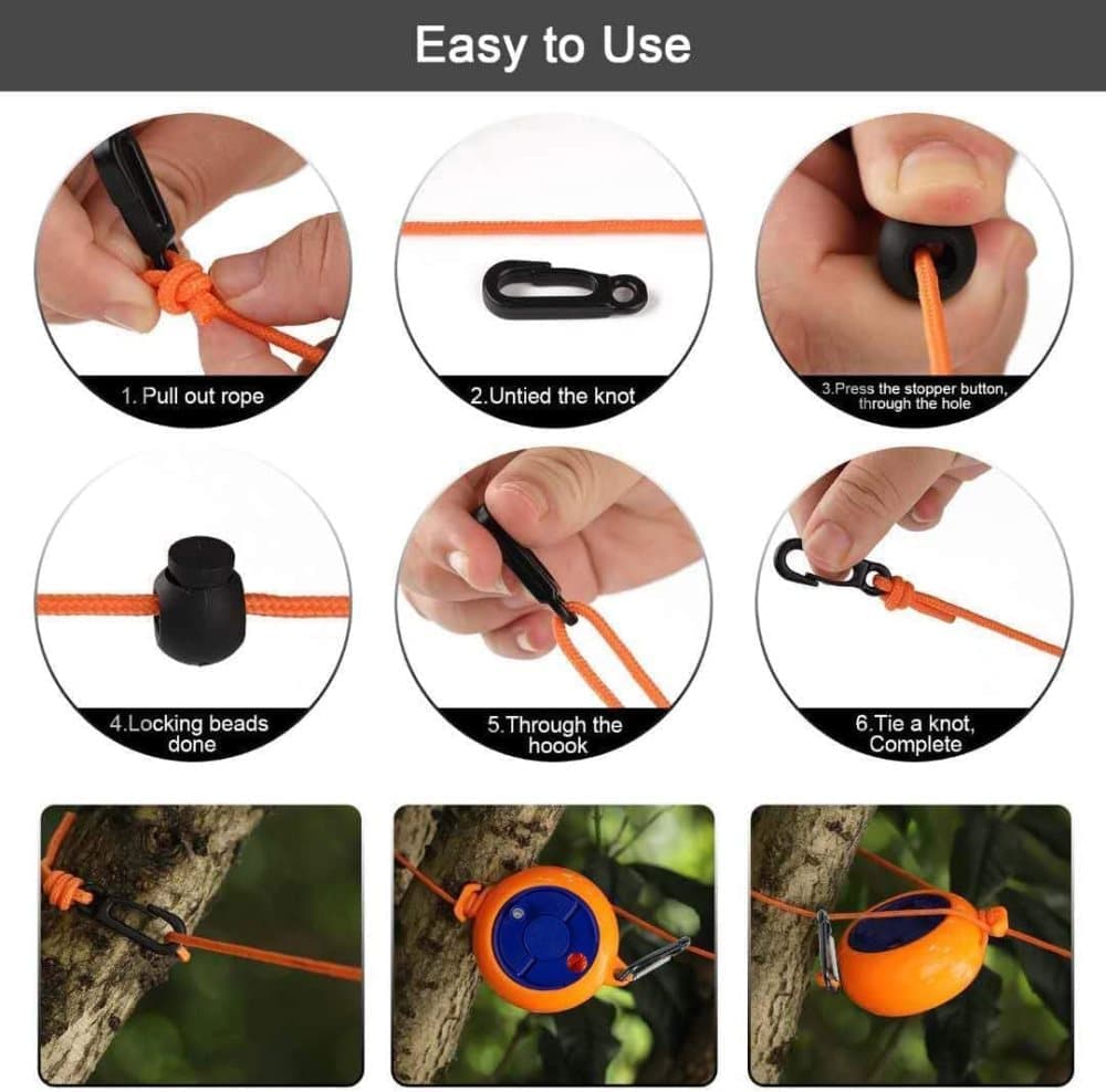 10m Retractable Clothesline Portable for Indoors Outdoors Travel Camping Hotels Gardens, 10m Orange - Image 5