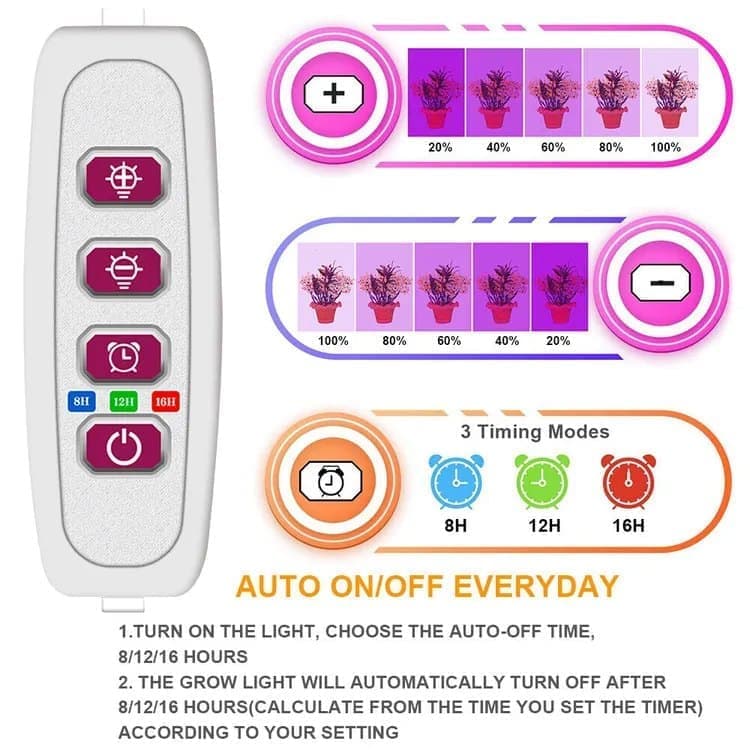 2 pcs LED Grow Light 4000K Full Spectrum with Timer, Adjustable USB Plant Lighting for Small Plants, Beige - Image 5