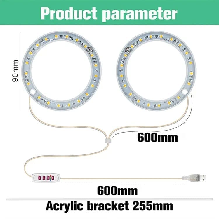 2 pcs LED Grow Light 4000K Full Spectrum with Timer, Adjustable USB Plant Lighting for Small Plants, Beige - Image 7
