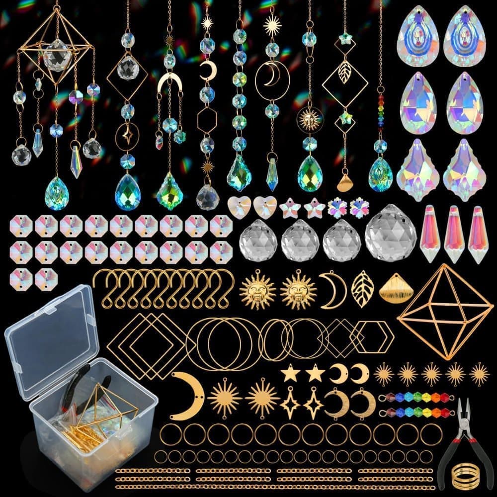 400 DIY Wind Chimes & Dream Catchers, Suncatcher Crystal Crafts for Window and Garden Decor, 400 pieces - Image 1