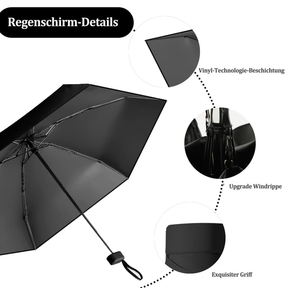 Mini Folding Pocket Umbrella 6-Fold UV Protection for Sun and Rain with Storage Box, Pink - Image 6