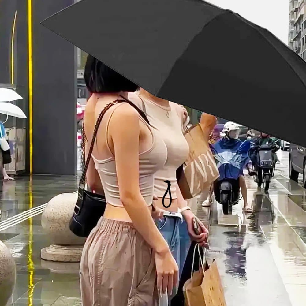 6-Fold Compact UV Protection Umbrella for Sun and Rain, Ultralight with Storage Box, Beige - Image 7