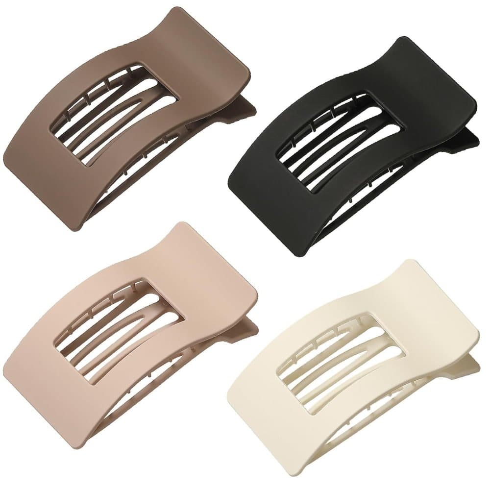 4-Pack Multicolored Hair Clips, Ergonomic Curved Flat Clips for Thin and Thick Hair with Strong Grip, Oval/Square - Image 1