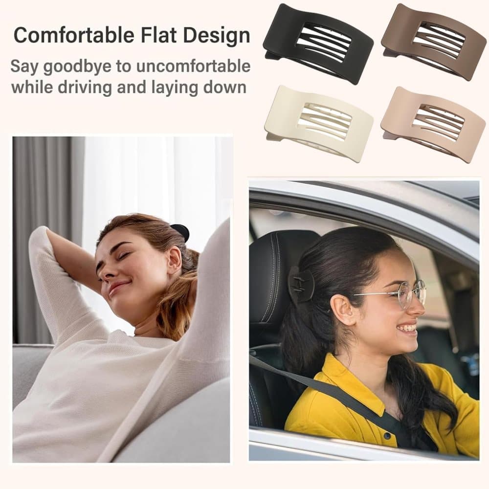 4-Pack Multicolored Hair Clips, Ergonomic Curved Flat Clips for Thin and Thick Hair with Strong Grip, Oval/Square - Image 4