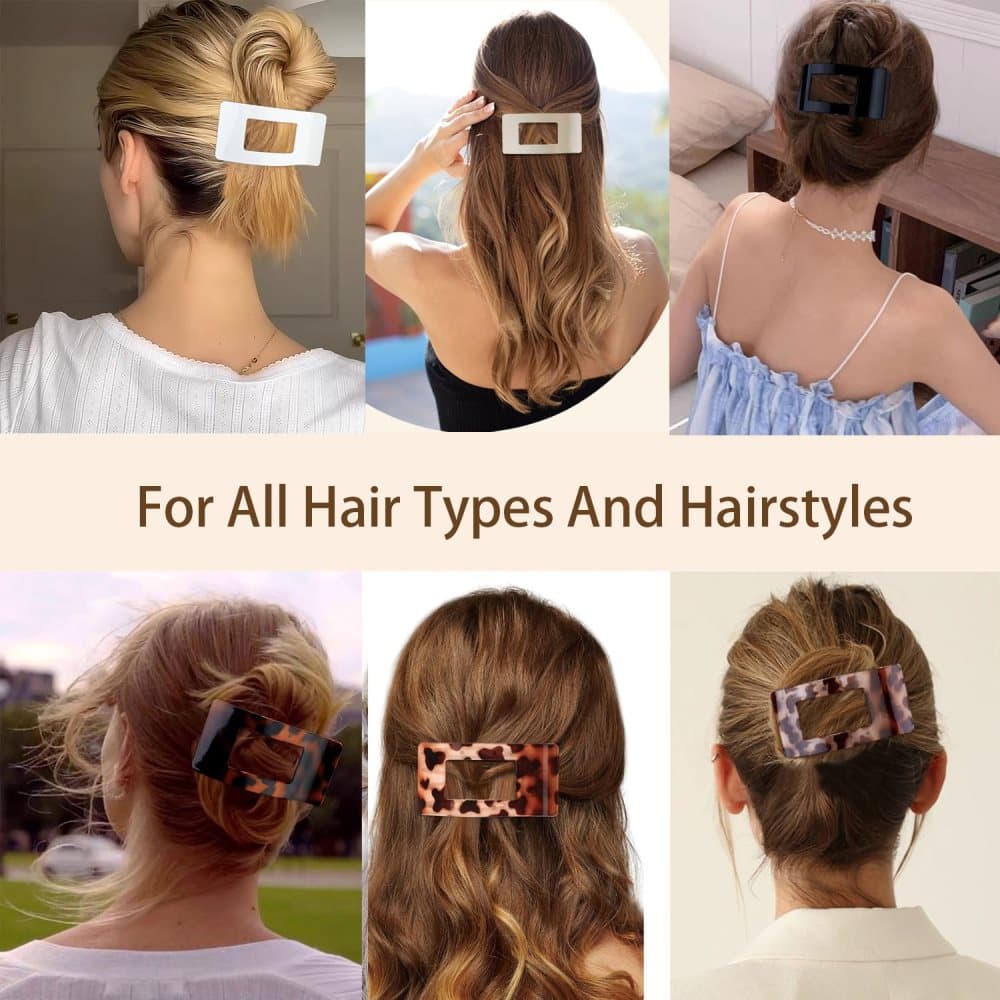 4-Pack Multicolored Hair Clips, Ergonomic Curved Flat Clips for Thin and Thick Hair with Strong Grip, Oval/Square - Image 5