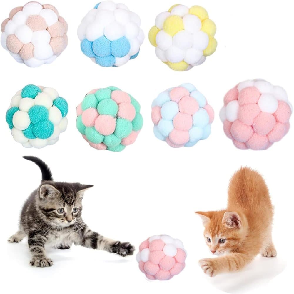 Colorful Cat Toy 7-pack with Bell for Stress Relief and Interactive Play, 7 pieces - Image 1