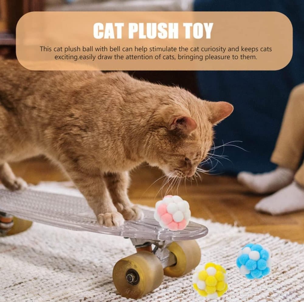 Colorful Cat Toy 7-pack with Bell for Stress Relief and Interactive Play, 7 pieces - Image 2