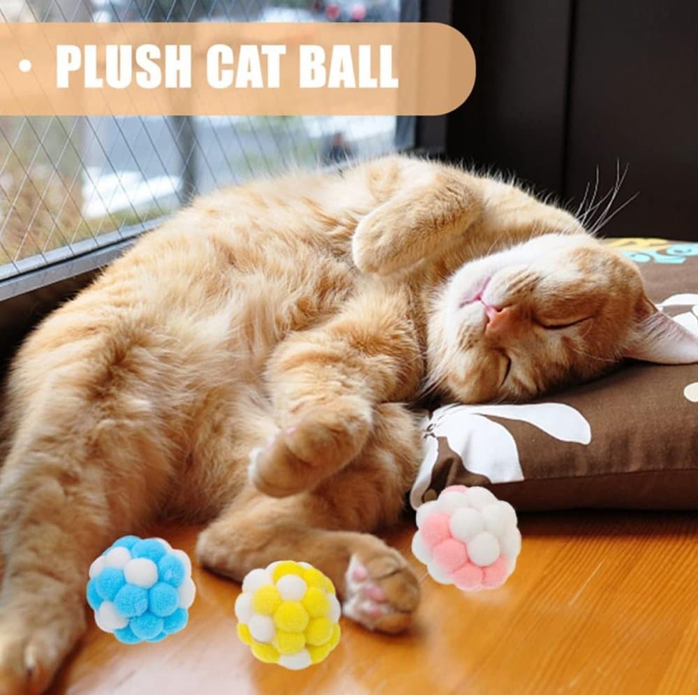 Colorful Cat Toy 7-pack with Bell for Stress Relief and Interactive Play, 7 pieces - Image 3