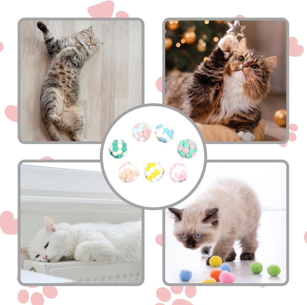 Colorful Cat Toy 7-pack with Bell for Stress Relief and Interactive Play, 7 pieces - Image 7