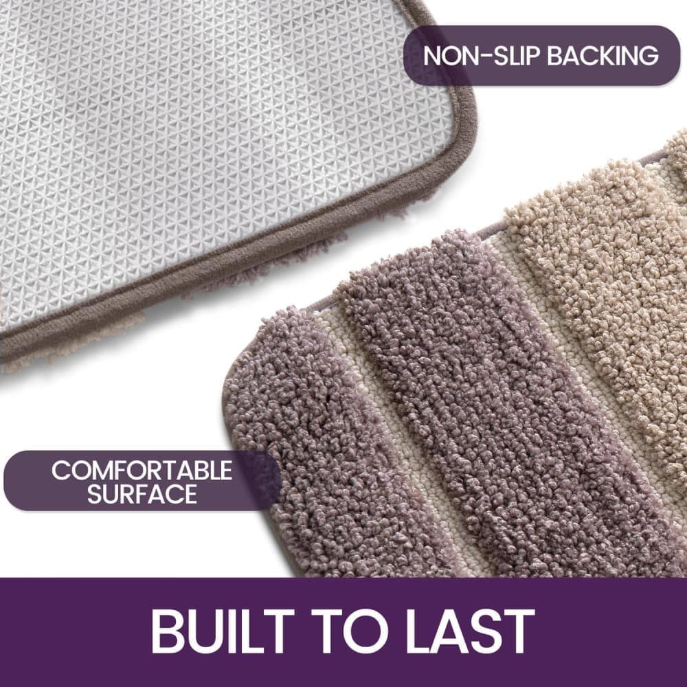 Non-slip bath mat extra soft water-absorbent machine washable, 40x60 cm, beige - Image 3