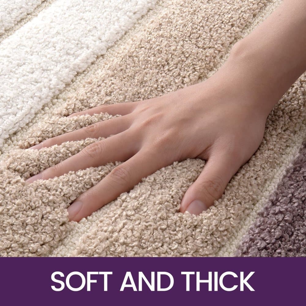 Non-slip bath mat extra soft water-absorbent machine washable, 40x60 cm, beige - Image 4