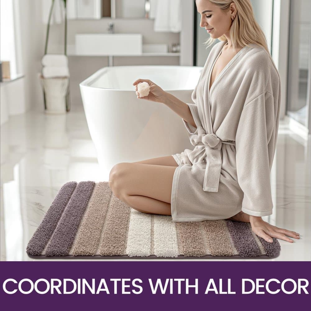 Non-slip bath mat extra soft water-absorbent machine washable, 40x60 cm, beige - Image 5