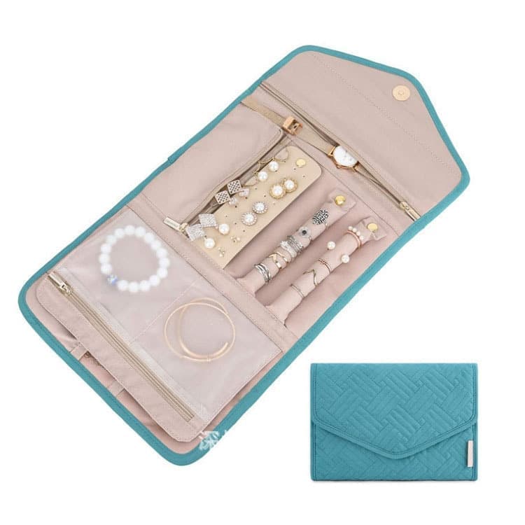Green Travel Jewelry Box with Compartments, 23cm, Compact Jewelry Storage Bag Easy to Carry - Image 6