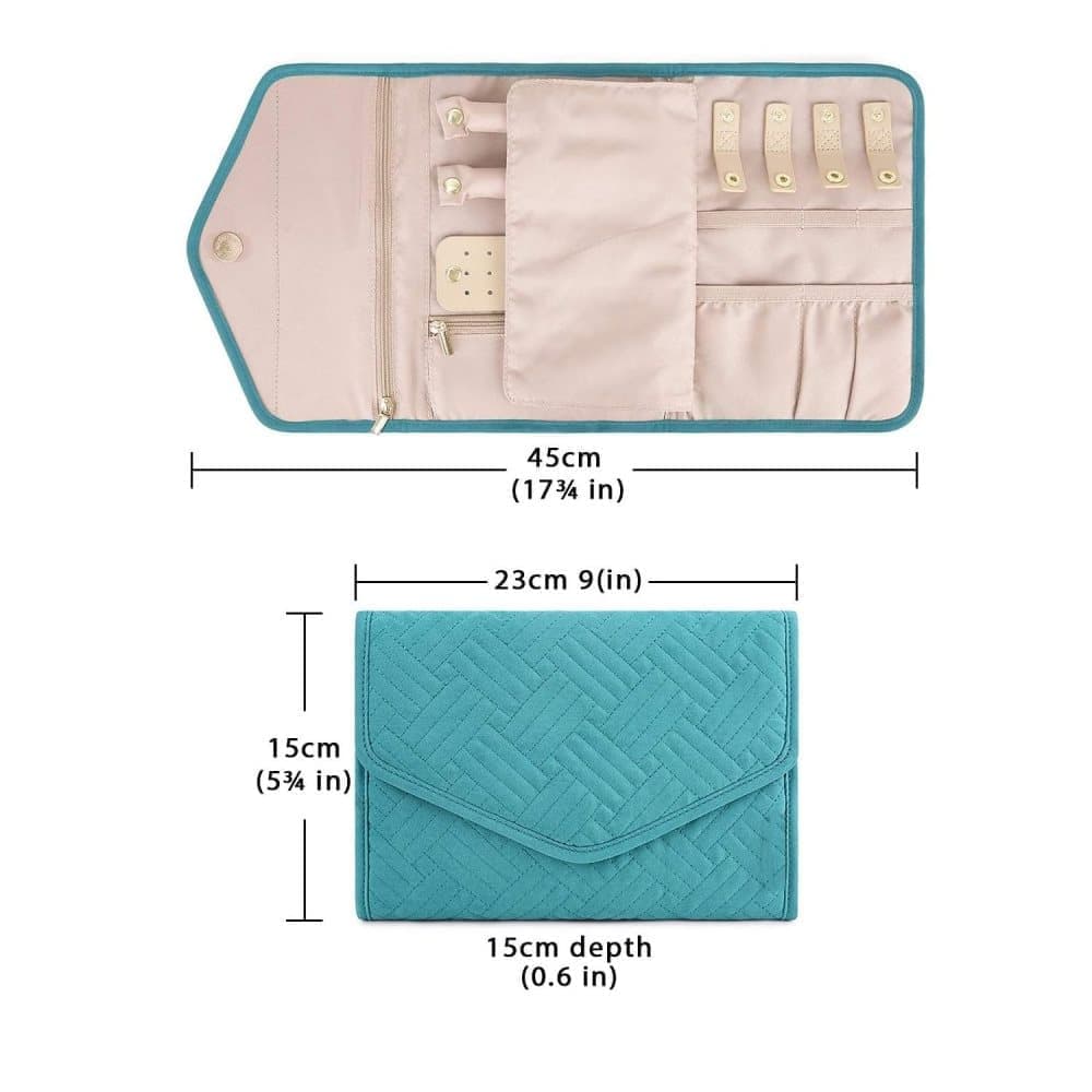 Compact Travel Jewelry Box with Compartments, Dark Blue, 23cm - Image 2