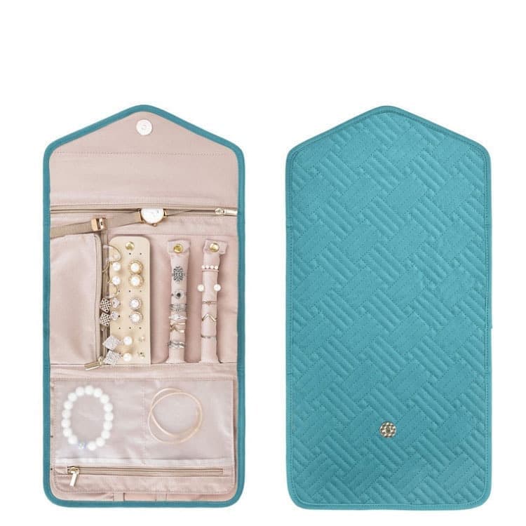 Compact Travel Jewelry Box with Compartments, Dark Blue, 23cm - Image 7