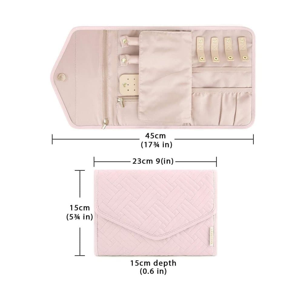 Compact Travel Jewelry Box with Compartments, Pink, 23cm - Image 2