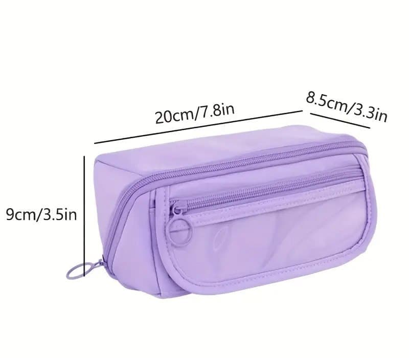 Waterproof Pencil Case with Zipper, Large Multifunctional Travel Pencil Box for Students and Office, Pink - Image 2