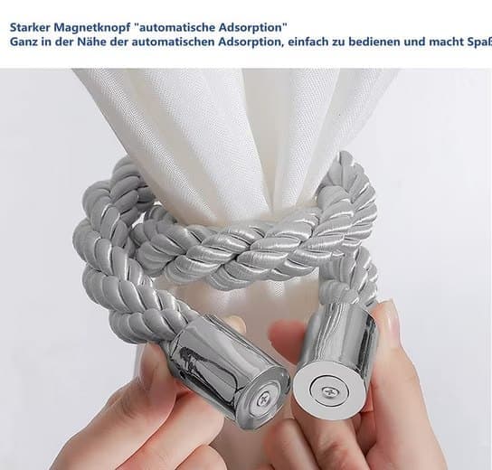 4-Pack Magnetic Curtain Tiebacks with Buckle No-Drill, Gray - Image 2