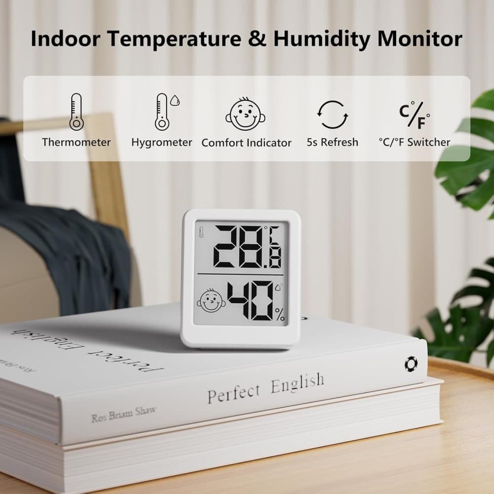 Wireless Thermometer Hygrometer Indoor Outdoor, Black - Image 2