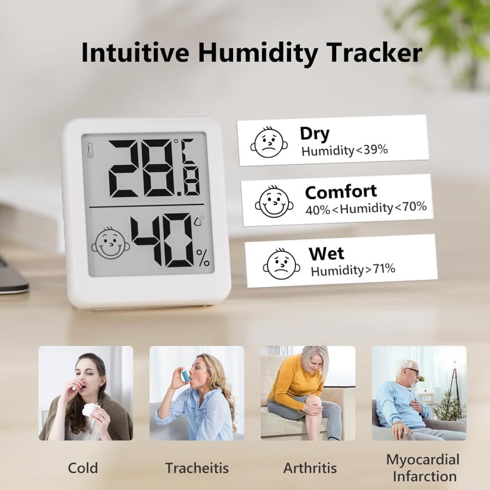 Wireless Thermometer Hygrometer Indoor Outdoor, Black - Image 3