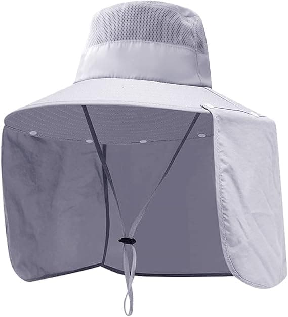 Foldable Sun Hat with Neck Protection UV Protection Fishing and Hiking Cap, Light Gray - Image 1